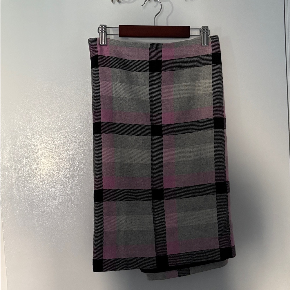 Talbots Pink and Gray Plaid Skirt